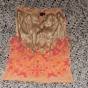 Namrata Joshi Pura Metallic Floral Top – Boho Luxe Artisan – Size S